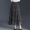 Falda Plisada de Dos Vías con Estampado de Lunares y Cachemir para Mujer, Nueva Colección Otoño 2026, Tiro Alto, Adelgazante, Larga con Dobladillo Caído