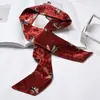 Lenço de Seda Estreito Estilo Europeu e Americano Chique Fita Estampada Lenço Veludo Fino Fashion Retrô Lenço Faixa de Cabelo Feminina Gravata Bolsa