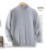 Suéter de cachemira de otoño e invierno para hombre, de grosor medio, sin costuras, para jóvenes, de cuello alto medio, de color sólido, ropa de primera línea, camisa de punto de lana, ropa exterior