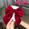 Grampo de Cabelo Laço Acessório de Cabelo para Meninas, Presilha de Cabelo Vermelha para Trás da Cabeça, Grampo de Cabelo de Ano Novo para Meninas, Ornamento de Cabelo de Fita Infantil