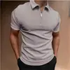 Camisa Polo para Hombre Color Sólido Manga Corta Cuello Solapa Camiseta Casual Ajustada Ropa para Hombre Europea y Americana