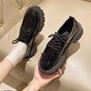 Sapatos de Couro com Plataforma e Salto Bloco Chunky para Mulheres 2025 Novos Mocassins Estilo College Britânico Sapatos Casuais Versáteis Retro