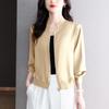 Uniforme de béisbol de satén acetato 2024 primavera nuevo casual holgado manga larga chaqueta cárdigan abrigo corto top de mujer
