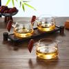 Taza de té de vidrio con mango de madera engrosado, resistente al calor, juego con filtro de té, accesorios para juego de té Kung Fu, té de madreselva y crisantemo