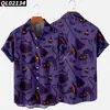 Estación Independiente Transfronteriza Halloween Impresión Digital 3D Manga Corta talla extra para Hombre Holgada Camisa de Fiesta Kuso
