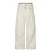 Pantalones casuales de color liso con cinturón, corte holgado, diseño de alta costura moderno, plisados, pantalones de pierna ancha versátiles, pantalones largos