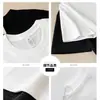 Camiseta de Algodón Puro de Peso Pesado para Hombre, Estilo Básico Holgado de Verano, Camiseta Interior Negra y Blanca de Media Manga con Cuello Redondo, Personalizable con Logo