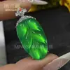 Colgante de Jade Helado con Diseño de Hoja Verde, Collar de Ágata Blanca Estilo Chino Nuevo de Alta Gama para Mujer