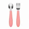 Vajilla Infantil Set Portátil Cuchara Tenedor Acero Inoxidable 304 Vajilla para Alimentación Infantil Bebé Dibujos Animados Tenedor y Cuchara