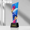 Nuevo trofeo de resina con impresión a color de cristal, creativo y de alta gama, con forma de estrella de cinco puntas, ideal como recuerdo para reuniones anuales.
