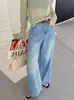 Jeans Nuevos Retro Estilo Americano Juzhi Spring para Mujer con Figura de Pera, Pantalones Rectos Holgados de Cintura Alta Adelgazantes 6050
