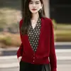 Jaqueta gola V 2026, estilo primavera/outono, novo design, cardigã de tricô feminino plus size, top suéter estiloso