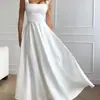 Vestido de Noite com Alça Fina Estilo Europeu e Americano Amazon 2026 Novo Modelo Festa de Aniversário Elegante Longo Vestido de Cetim