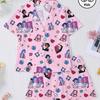 Conjunto de pijama infantil estampado para meninas de meia-idade, novo, para exportação transfronteiriça, ideal para todas as estações. Inclui shorts de manga curta, cardigã e muito mais.