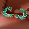 Pendientes Vintage de Plata con Diseño en Forma de C de Grano de Arroz Incrustado con Diamantes, Sensación de Lujo Ligero y Alta Gama, Pendientes Únicos y de Moda