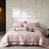 Lujo Ligero Gama Alta Satén de Seda 100s Algodón de Fibra Larga Juego de Cama de Cuatro Piezas Amigable con la Piel Suave Funda de Edredón de Algodón Puro Todo Algodón Adecuado para Todas las Estaciones
