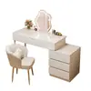 Penteadeira cuidadosamente selecionada para quarto, mesa de cabeceira simples e moderna, mesa de maquiagem com armário de armazenamento, nova escrivaninha de maquiagem integrada em estilo creme