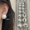 Pendientes Retro de Cuentas de Pan Oversize, Pendientes de Perla Sencillos y Personalizados de Aguja de Plata S925 Exagerados de Gama Alta