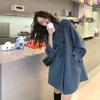 Capa Azul Outwear Lã Feminina Inverno 2025 Estilo Pequeno Hepburn Estilo Coreano Espessado Lã Cashmere Dupla Face