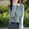Otoño e Invierno 2024 Nuevo Cárdigan de Punto con Cuello POLO de Lana para Mujer, Suave, Ceroso, con Oso Bordado, Holgado, Top Abrigo