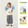 Conjunto de Invierno con Forro Polar para Niños Dudu, Conjunto de Dos Piezas de Sudadera para Bebé, Ropa de Invierno para Niñas, Sudadera y Pantalones, Ropa Infantil