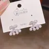 Pendientes Exquisitos y Pequeños de Cruz con Circonita y Perla para Mujer, Aguja de Plata 925, Elegantes Franceses, Nicho de Gama Alta para Mujer