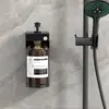 Dispensador de Sabão sem Furo para Shampoo e Gel de Banho, Dispensador Montado na Parede para Álcool em Gel Sanitário, Plástico Montado na Parede