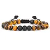 Pulseira Trançada de Pedra Vulcânica Popular da Amazon para Homens, Pulseira de Olho de Tigre com Contas, Pulseira Fashionable Feita à Mão para Homens
