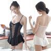 Exclusivo transfronteiriço para nova lingerie sexy feminina tentação sexy transparente elástico cetim peça única camisola renda