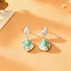 Pendientes Largos de Gota de Agua de Amazonita para Mujer Diseño de Nicho Pendientes de Personalidad a la Moda Temperamento Elegante Sensación Fresca y Distante Pendientes de Botón para Mujer