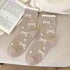 Calcetines de terciopelo cálidos con lazo para mujer, calcetines para dormir gruesos con forro polar, calcetines de suelo de otoño e invierno, calcetines de dormir de invierno para adultos, mes