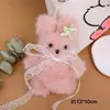 Colgante de Felpa de Dibujos Animados Lindo, Accesorio de Colgante para Bolso de Muñeca Conejo con Lazo de Encaje Estilo Lolita Femenino