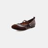Yingmei doce princesa estilo bico redondo boca rasa fivela sapatos femininos Mary Jane couro de vaca combinando elástico boca sapatos baixos