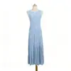 Vestido de Punto Canalé Estilo Nuevo Verano 2026, Cuello Redondo, Sin Mangas, Corte Ajustado, Bodycon Largo, Lujo Ligero, Vestido Ligeramente Transparente para Mujer