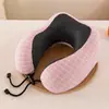Almohada de Espuma Viscoelástica de Color Sólido en Forma de U, Almohada Redonda de Viaje para el Cuello, Almohada de Espuma Viscoelástica en Forma de U al por Mayor con Impresión de Logo