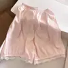 Pijama Suave y Lindo Estilo Princesa Rosa para Mujer, Manga Corta, Pantalón Corto, Cárdigan, Conjunto de Dos Piezas, Ropa para el Hogar de Dormitorio de Adolescentes