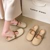 2025 Novo Verão Baotou Meio Chinelos Moda Casual Preguiçoso Slip-on Sapatos Sem Salto Chinelos Franceses