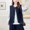 Especial Otoño Temprano Nuevo Estilo para Chicas de Tallas Grandes, Chaleco de Mezclilla Versátil y Elegante, Talla Grande, Adecuado para Usar en Capas como Cárdigan Exterior 0846
