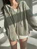 Enviado: Suéter casual de punto trenzado, con capucha, holgado, a la moda, estilo chic coreano, nueva colección de otoño, ropa para mujer, prenda exterior de estilo relajado