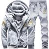 2023 Inverno novo terno de suéter masculino forrado de lã engrossado casaco com capuz plus size terno de roupas masculinas casuais