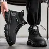 Botas Martin de Suela Gruesa para Hombre Nuevas de Otoño e Invierno Estilo Británico Botas de Trabajo Botas de Motocicleta Antideslizantes Resistentes al Desgaste para Exteriores Botas de Senderismo Hombre