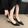 Sandalias para Mujer 2026 Nuevo Verano Estilo Coreano Punta Fina Punta Cerrada Tacón Medio Elásticas Slip-On Sandalias de Moda para Mujer