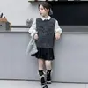 Conjunto de Ropa para Niñas 2026 Estilo Primavera y Otoño Chaleco Camisa Falda Conjunto para Niños Mayores, Estilo Coreano Casual Moda Urbana Conjunto de Chaleco Suéter