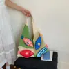 Bolsa tejida de gran capacidad para mujer, nueva bolsa de hombro versátil para compras de verano 2026, bolsa de mano tipo tote de dibujos animados para el día a día