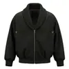 Chaqueta corta personalizada para hombre con cuello acanalado, chaqueta holgada grande de retazos para hombre, chaqueta vintage moderna para hombre
