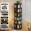 Estantería giratoria de madera maciza, estante de almacenamiento de librería de 360 grados, independiente, montado en la pared, gabinete móvil de esquina para niños, gabinete pequeño y estrecho