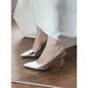 Salto Alto de Strass Prateado Estilo Fada 2025 Novo Estilo Baotou Stiletto Sexy Sandálias Estilo Ins Sapatilhas para Mulheres