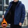 Casaco Masculino de Inverno Novo com Forro de Lã Quente Acolchoado com Algodão Jaqueta Masculina Business Casual Gola tamanho grande Roupas Masculinas Acolchoadas com Algodão