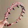 Tiara Ondulada Xadrez Vermelho Estilo Francês para Mulheres, Acessório de Cabelo Antiderrapante para Uso Diário, Tiara de Coroa Alta para Lavar o Rosto