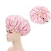 Touca de Dormir de Cetim Ajustável de Camada Dupla Amazon Chapéu de Beleza para Cuidados com o Cabelo Touca de Lavar Touca de Banho Chapéu Redondo de Cetim Cor Sólida